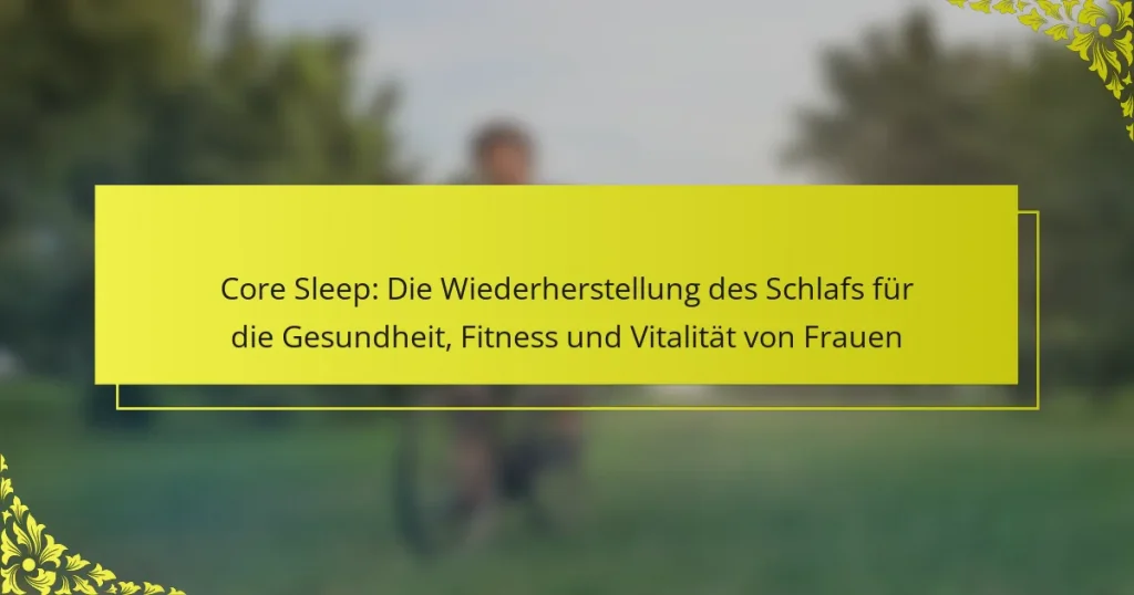 Core Sleep: Die Wiederherstellung des Schlafs für die Gesundheit, Fitness und Vitalität von Frauen