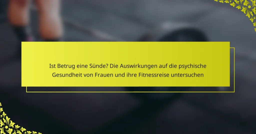 Ist Betrug eine Sünde? Die Auswirkungen auf die psychische Gesundheit von Frauen und ihre Fitnessreise untersuchen