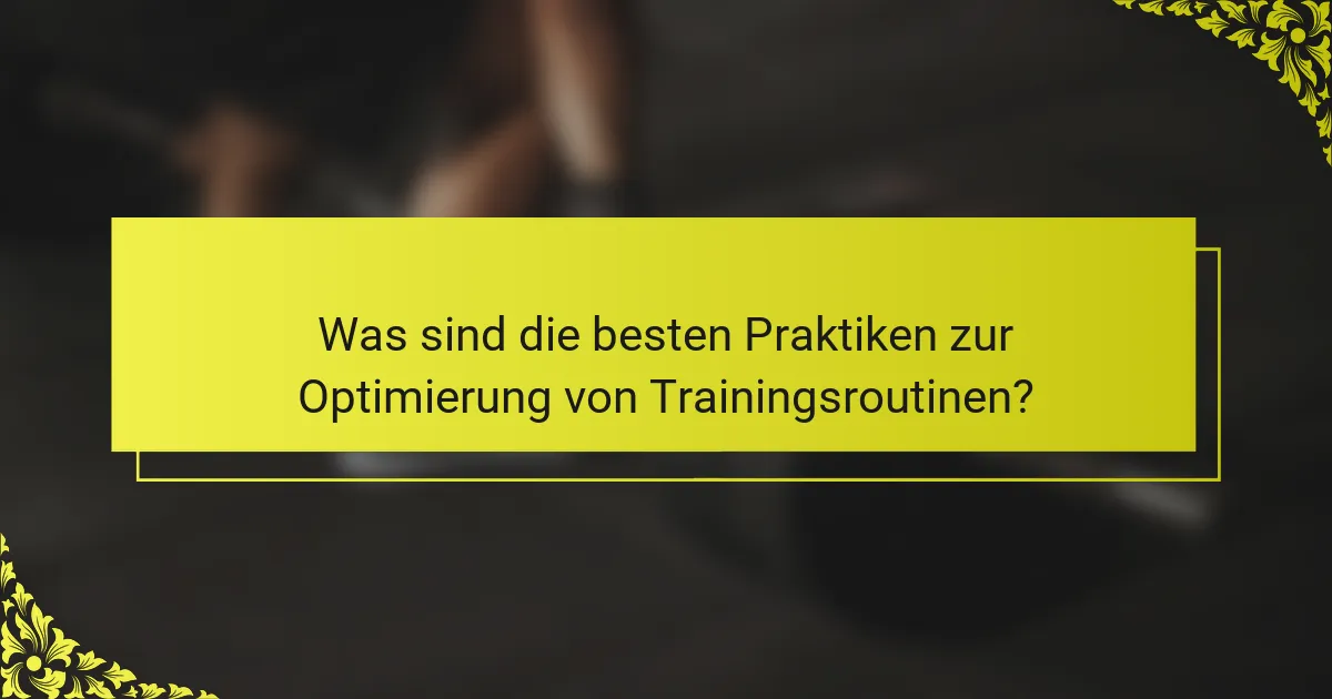 Was sind die besten Praktiken zur Optimierung von Trainingsroutinen?