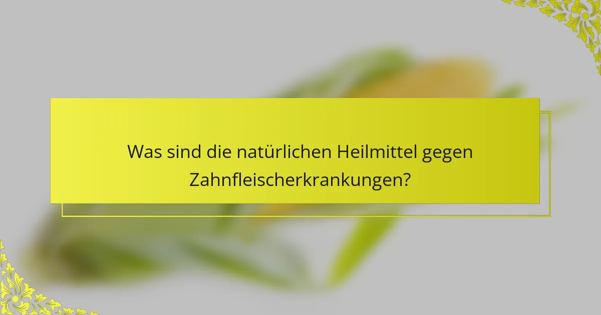 Was sind die natürlichen Heilmittel gegen Zahnfleischerkrankungen?