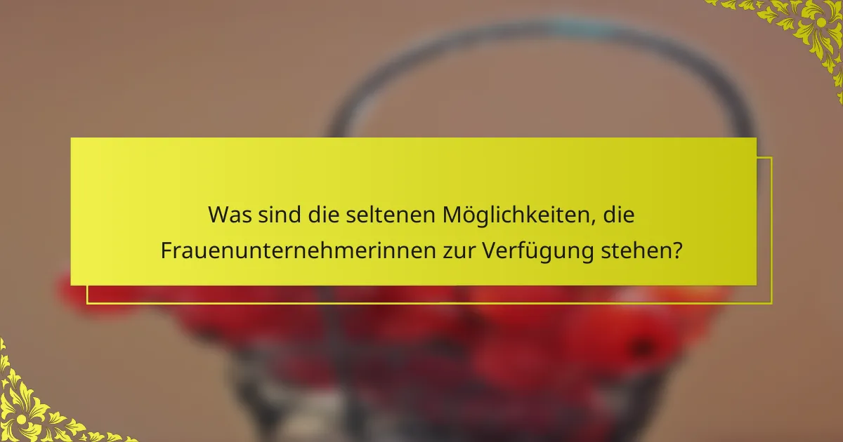 Was sind die seltenen Möglichkeiten, die Frauenunternehmerinnen zur Verfügung stehen?