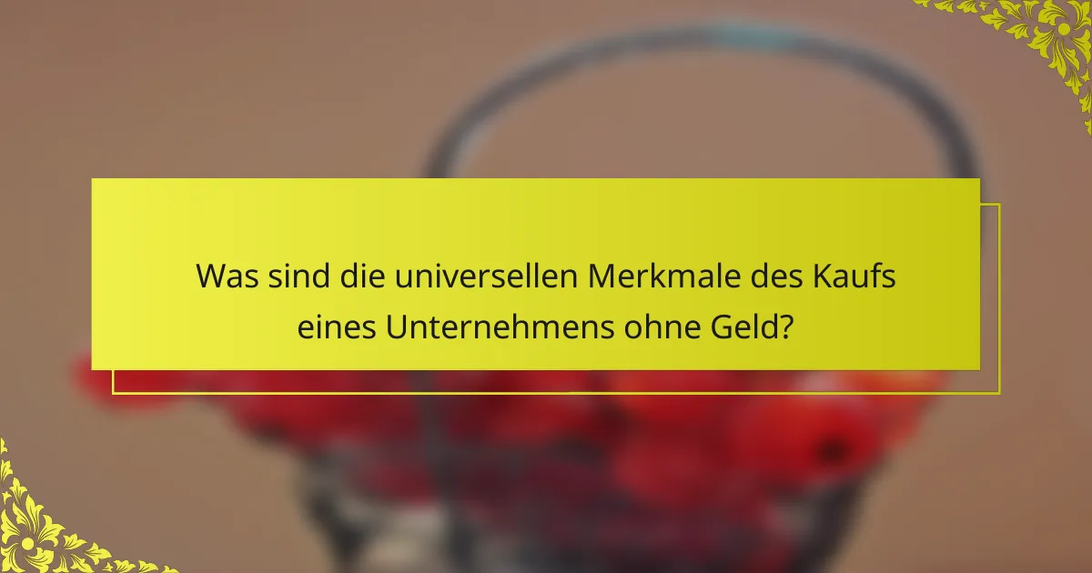 Was sind die universellen Merkmale des Kaufs eines Unternehmens ohne Geld?