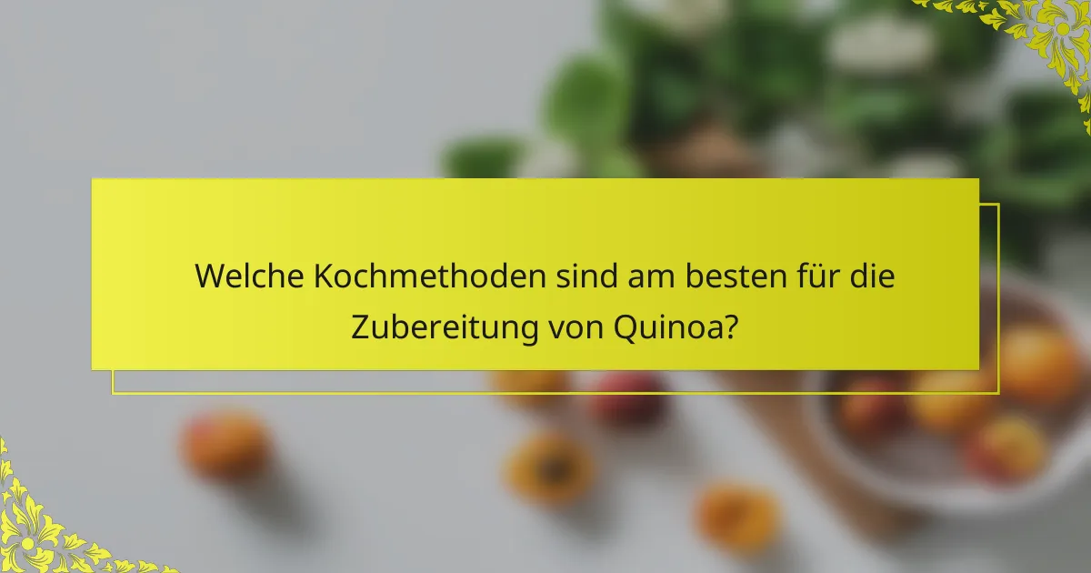Welche Kochmethoden sind am besten für die Zubereitung von Quinoa?